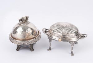 Two antique silver plated butter dishes, 19th century, the larger 17cm high