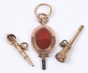 BRUEGET antique watch key together with two other antique watch keys, 19th century, ​​​​​​​the largest 6cm long