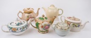 Six assorted porcelain teapots, English and Japanese, 20th century, ​​​​​​​the largest 16cm high, 23cm wide