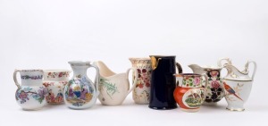 Nine assorted antique and vintage porcelain jugs (A/F), 19th and 20th century, ​​​​​​​the largest 19cm high