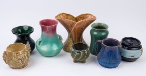 A Denby pottery tobacco jar together with seven assorted vases, 20th century, (8 items), the largest 22cm high