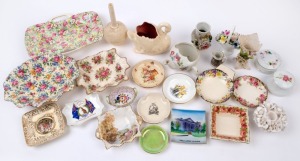 Assorted English porcelain dishes, vases, candle holder, ornaments, jugs etc. A/F (25 items), the largest vase 17cm high