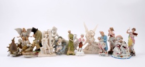 Collection of bisque and resin statues and ornaments, 19th and 20th century, A/F (14 items), the largest 20cm high