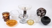 Assorted glass and crystal vases, bowls, dishes and compote, 19th and 20th century, A/F (10 items), the largest 23cm high