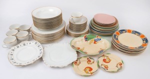 Assorted porcelain dinner ware, plates and platters including Maxwell Williams, Royal Doulton "Caprice" and Johnson Brothers Harlequin, 20th century, A/F (59 items)