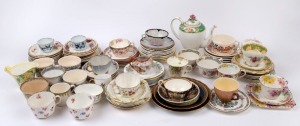 An eclectic assortment of porcelain teacups, saucers, teapot, plates etc., 20th century, A/F (102 items)