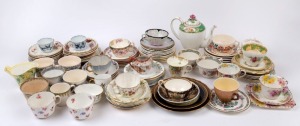 An eclectic assortment of porcelain teacups, saucers, teapot, plates etc., 20th century, A/F (102 items)