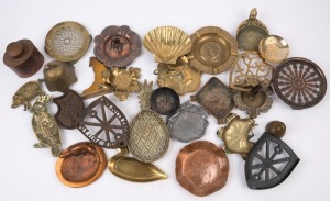 Collection of assorted cast metal trivets, ashtrays and tea caddy, 19th and 20th, (26 items)