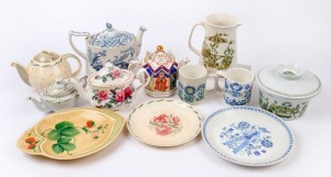 Finnish porcelain table ware, five assorted teapots including Susie Cooper and two serving plates, 20th century, A/F (12 items)