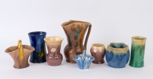 Assorted Australian pottery vases and jug by REMUED, McHugh and others, A/F, (8 items), the largest 21cm high