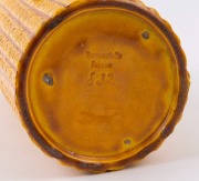BURMANTOFTS tall yellow glazed cylindrical vase, late 19th century, impressed "Burmantofts Faiance", ​​​​​​​28cm high - 2