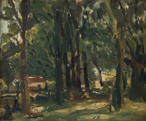 Artist Unknown,(Cottage in the bush),oil on board, circa 1920s,25 x 29cm.