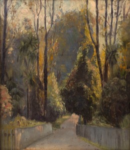 Artist Unknown, (The path through the forest), oil on canvas, circa 1920s, 31 x 27cm. Backed by an oil painting of a cottage in the forest by the same hand.