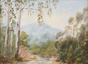 KAYE ROBERTS (Australian), Yarra River, Warburton, Vic., acrylic on board, signed and dated lower right, 22 x 30cm.