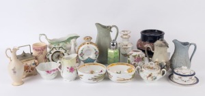 Assorted vintage and antique porcelain jugs, vases, jars, clock, dishes, caster etc., 19th and 20th century, A/F (21 items), the largest 21cm high