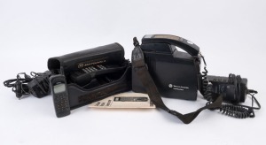 VINTAGE MOBILE PHONES: with Motorola Type SCN2396A with battery & car and mains chargers, user manual, and carry case; also Telecom Australia 'Traveller-D' transportable phone, and a Nokia NHE-9 mobile phone, c.1990 to early 2000s. (3 items)