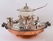 Lazy Susan banquet set, copper and silver plate, 20th century, ​​​​​​​47cm high, 70cm wide