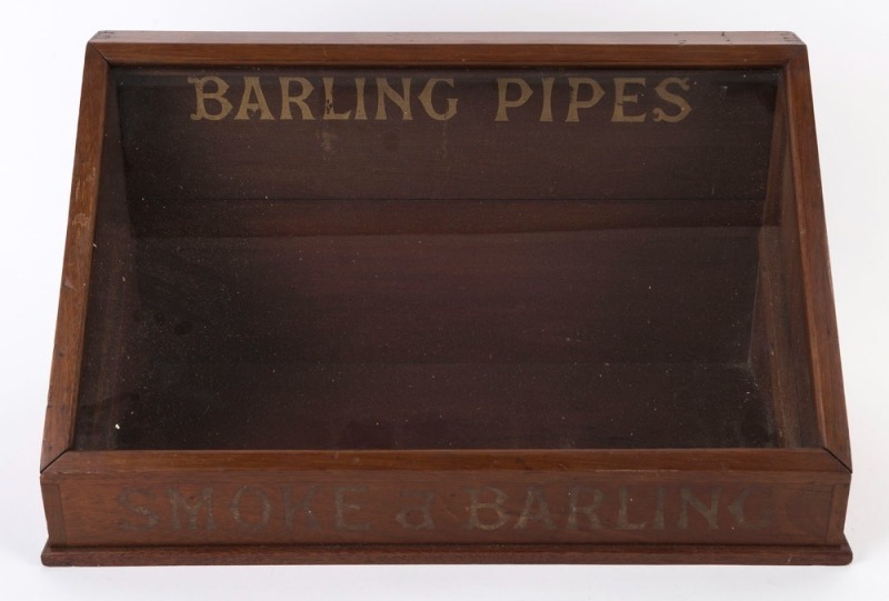 "BARLING PIPES" point of sale countertop advertising display cabinet, 19th/20th century, ​27cm high, 49cm wide, 26cm deep