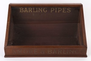 "BARLING PIPES" point of sale countertop advertising display cabinet, 19th/20th century, ​27cm high, 49cm wide, 26cm deep