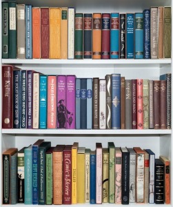 Three shelves of Folio Society editions; mainly in slipcases; very diverse subjects. (70 volumes).