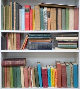 ENGINEERING: Three shelves of reference books, manuals and catalogues for civil and electrical engineering applications as well as other items of interest to the inquiring mind. (qty).