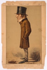 Carlo Pellegrini: APE: Vanity Fair caricatures for 1869: No.14 (W.E. Gladstone) with faults; No.15 (J. Bright) with faults; No.16 (Mary Ann Star); No.17 (Robert Lowe); No.18 (William Edward Forster) and No.19 (George Leveson Gower). (6 items).