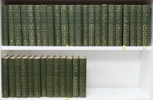Charles Dickens Complete Works Centennial Edition (by Heron Books) in 35 uniformly bound (green with gilt titles and decorations) volumes, circa 1970.