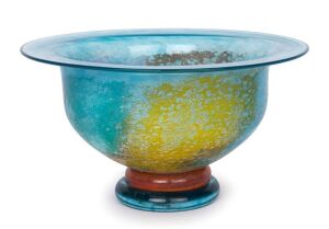 KOSTA BODA Swedish art glass bowl by KJELL ENGMAN, engraved signature to base, 12cm high, 22cm diameter