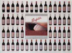 PENFOLDS 'GRANGE': 50th Anniversary (1951-2001) limited edition print, signed by John Duval, 75x100cm; minor edge blemishes, housed in mailing tube.