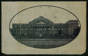 AUSTRALIA: Letter Cards: 1914-18 (BW:LC18/107B) 1d KGV Sideface perf.12&frac12; Die 1 in sepia on Grey Surfaced Card with Off-White/Cream Interior, "Public Library, Melbourne" illustration, postally used in 1916 from Commissioner of Police Adelaide to Commission