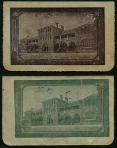 AUSTRALIA: Letter Cards: 1914-18 (BW:LC18/115) 1d KGV Sideface perf.12½ Die 1 in purple-brown or grey-green, on Grey Surfaced Card with Off-White/Cream Interior, "Royal Mint, West Perth" illustrations, both postally used, (2). 