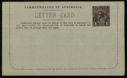 AUSTRALIA: Letter Cards: 1914-18 (BW:LC18/132) 1d KGV Sideface perf.12&frac12; Die 1 in brown on Grey Surfaced Card with Off-White/Cream Interior, "Torrens Lake, South Australia" illustration, fine unused. - 2