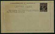 AUSTRALIA: Letter Cards: 1914-18 (BW:LC18/139) 1d KGV Sideface perf.12&frac12; Die 1 in brown (image in brownish&nbsp;grey) on Grey Surfaced Card with Off-White/Cream Interior, "Walhalla, Victoria" illustration, minor aging on obverse, fine unused.&nbsp;Cat $350. - 2