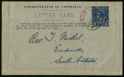 AUSTRALIA: Letter Cards: MILITARY VIEWS: 1914-18 (BW:LC27/M1B) 1d KGV Sideface perf.12&frac12;&nbsp; in deep violet-blue on Grey to Greenish-Grey Card, white interior, "2nd A.I.F. Embarking" (wharf)&nbsp;illustration, postally used (with intact margins) in 1916 from Murto - 2