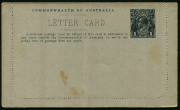 AUSTRALIA: Letter Cards: MILITARY VIEWS: 1914-18 (BW:LC27/M7C) 1d KGV Sideface perf.12&frac12;&nbsp; in black on Grey to Greenish-Grey Card, white interior, "Off for the Seat of War - A40 deleted" illustration, minor faults do not affect view side, unused, Cat $400. - 2