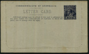 AUSTRALIA: Letter Cards: MILITARY VIEWS: 1914-18 (BW:LC27/M8B) 1d KGV Sideface perf.12&frac12; in purple-black on Grey to Greenish-Grey Card, white interior, "Officers and Crew including H.M. King George..." illustration, fine unused but sealed on two sides. - 2