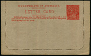 AUSTRALIA: Letter Cards: 1922-23 (BW:LC49/128B) 2d Red KGV Sideface perf.12&frac12; on Unsurfaced Grey Card (inside and out), "Sydney Harbour, NSW" illustration, very fine unused. - 2