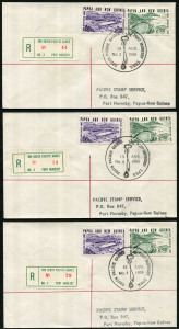 PAPUA NEW GUINEA: 1969 3rd South Pacific Games Port Moresby: full set of covers registered from the 5 different POs which operated during the Games, each with the special green/red R labels numbered 1 to 5. A very scarce complete set, all covers postmarke