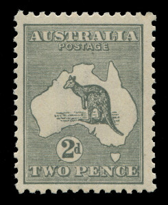 Kangaroos - Third Watermark: 2d Grey (Die 1) WATERMARK INVERTED, MUH; BW:7a - Cat. $375.