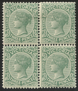 VICTORIA: 1899-1901 (SG.362) 3d slate-green block of 4, lower units MUH. Scarce multiple, Cat.£160+