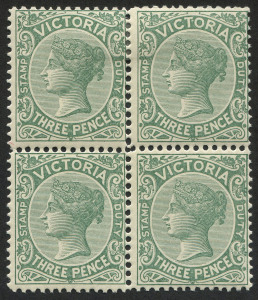VICTORIA: 1899-1901 (SG.362) 3d slate-green block of 4, lower units MUH. Scarce multiple, Cat.£160+