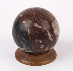 An antique Italian marble spherical ornament, 19th century, ​​​​​​​13cm diameter