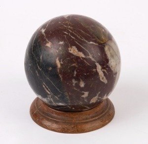 An antique Italian marble spherical ornament, 19th century, 13cm diameter