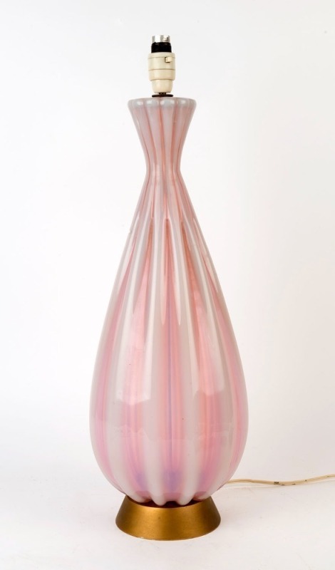 BAROVIER & TOSO (attributed) impressive Italian Murano glass lamp base, circa 1960s, retailer's foil label "Salon Of Distinction, Melbourne and Camberwell", ​67cm high overall