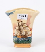 ROYAL DOULTON "Famous Ships. H.M. Brig Acorn" porcelain vase, factory mark to base, 15cm high