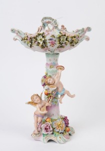 MEISSEN German floral porcelain centrepiece, 19th century, blue factory mark to base, 36cm high