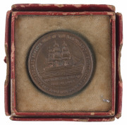 AGRICULTURAL MEDAL: 1893 medal commemorating the Earl of Jersey's visit to the Armidale Show in NSW, copper alloy, diameter 25mm; also 1805-1905 Centenary Medal commemorating Nelson's triumph at Trafalgar containing copper from HMS Victory, the sales of w - 2