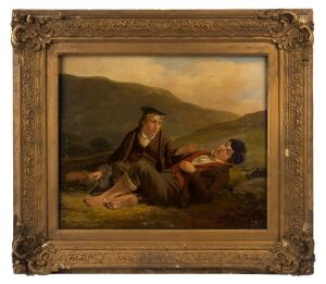 J. BUCHANAN (19th Century British School), boys in landscape, oil on canvas, signed lower left "J. Buchanan" 40 x48cm, framed 60 x 67cm