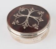 Georgian snuff boxes, ring tray and card case, tortoiseshell, silver mother of pearl and gold finish, 18th and 19th century, (5 items), the tray 11cm wide - 7