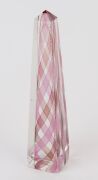 VENINI Murano glass obelisk with double helix latticino design by PAULO VENINI, three lined acid etched mark "Venini, Murano, Italia", 22cm high - 4